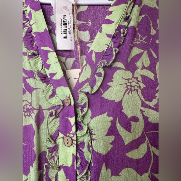 Easel Purple and Green Floral Print Maxi Dress NWT - Picture 5 of 15